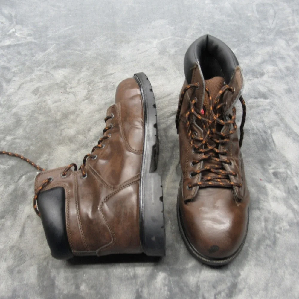 Brahma Work Boots Men 12 Brown Leather Steel Toe Oil Slip Resistant Lace Logger
